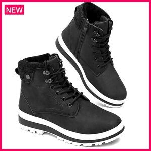 Waterproof Fur Lined Platform Combat Boots Non Slip Winter Snow